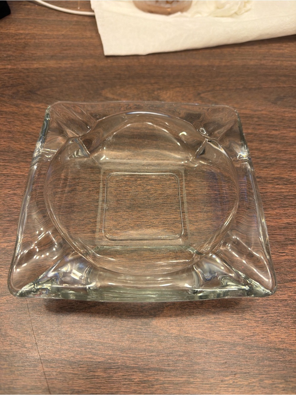 Source Unknown Clear Glass Square Ashtray